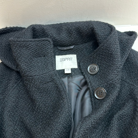 Preloved Esprit Black Coat with Pockets and Hoodie - Picture 1 of 12